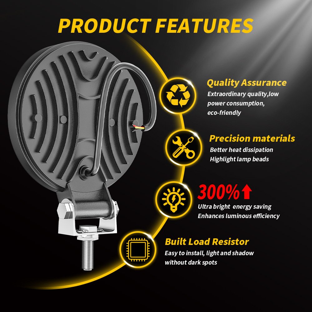 Tenraytech 4″ Round 9-LED 27W Car Work Light