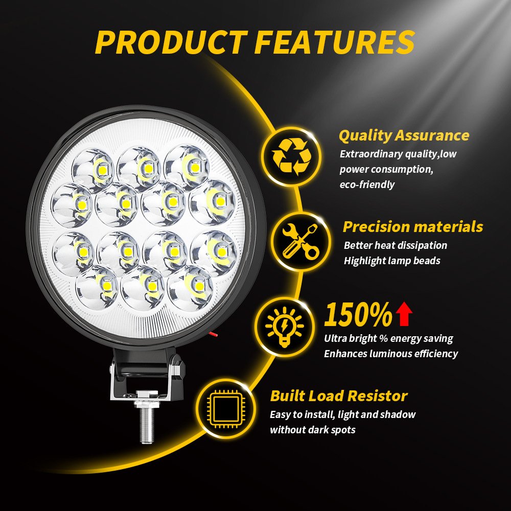 Tenraytech 3-Inch Round 14-LED 42W Automotive Spotlight
