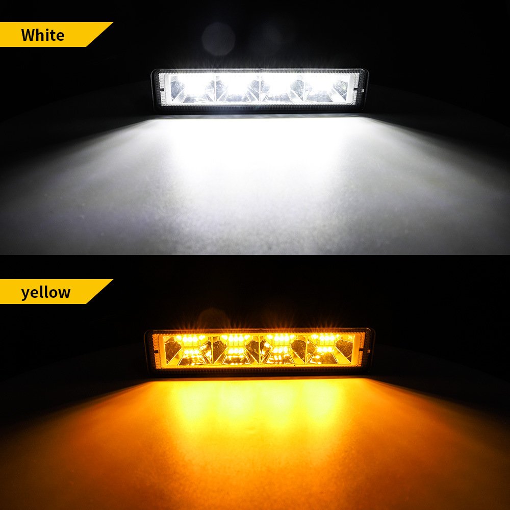 Tenraytech 6″ Linear 24-LED White-Yellow Dual Color Work Light