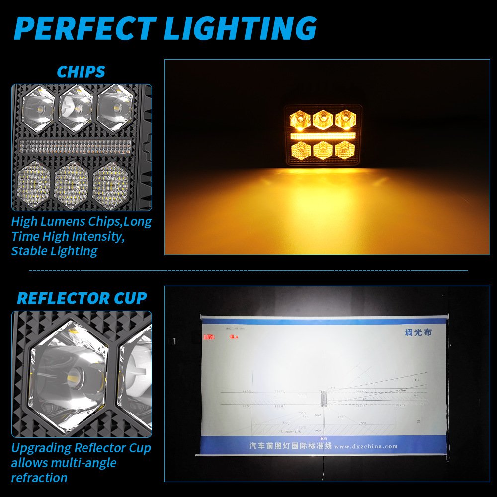 Tenraytech Black Warrior BF6 Square LED Off-Road Light Kit with Wiring Harness