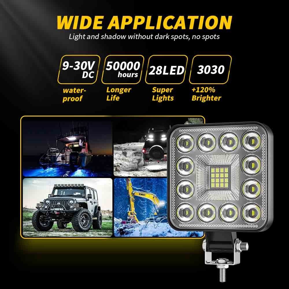 Tenraytech New 3-Inch Mini Square 28LED Flood Work Light