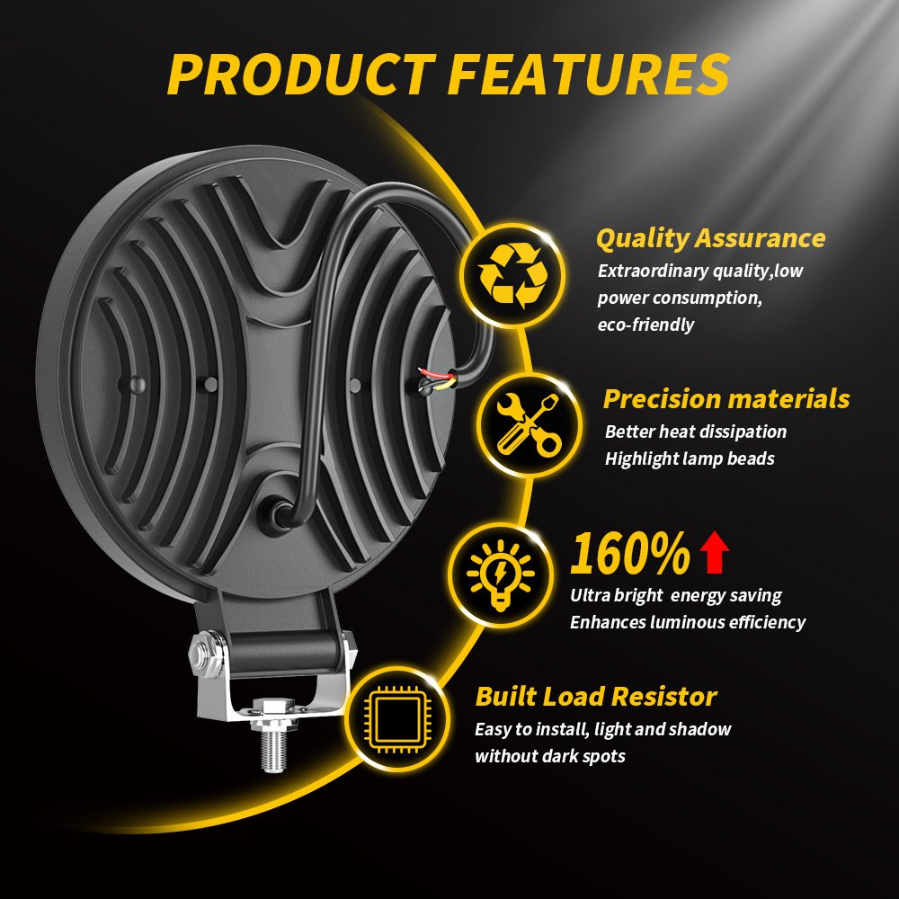 Tenraytech 4 Inch Round Wide View DRL LED Work Light