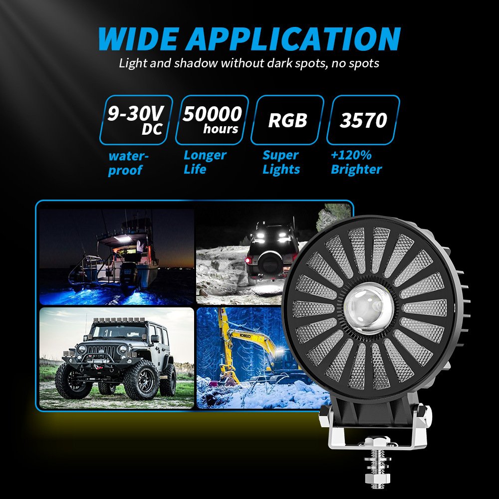 Tenraytech Factory Direct Sales: Round 4-inch RGB Mode LED Vehicle Light