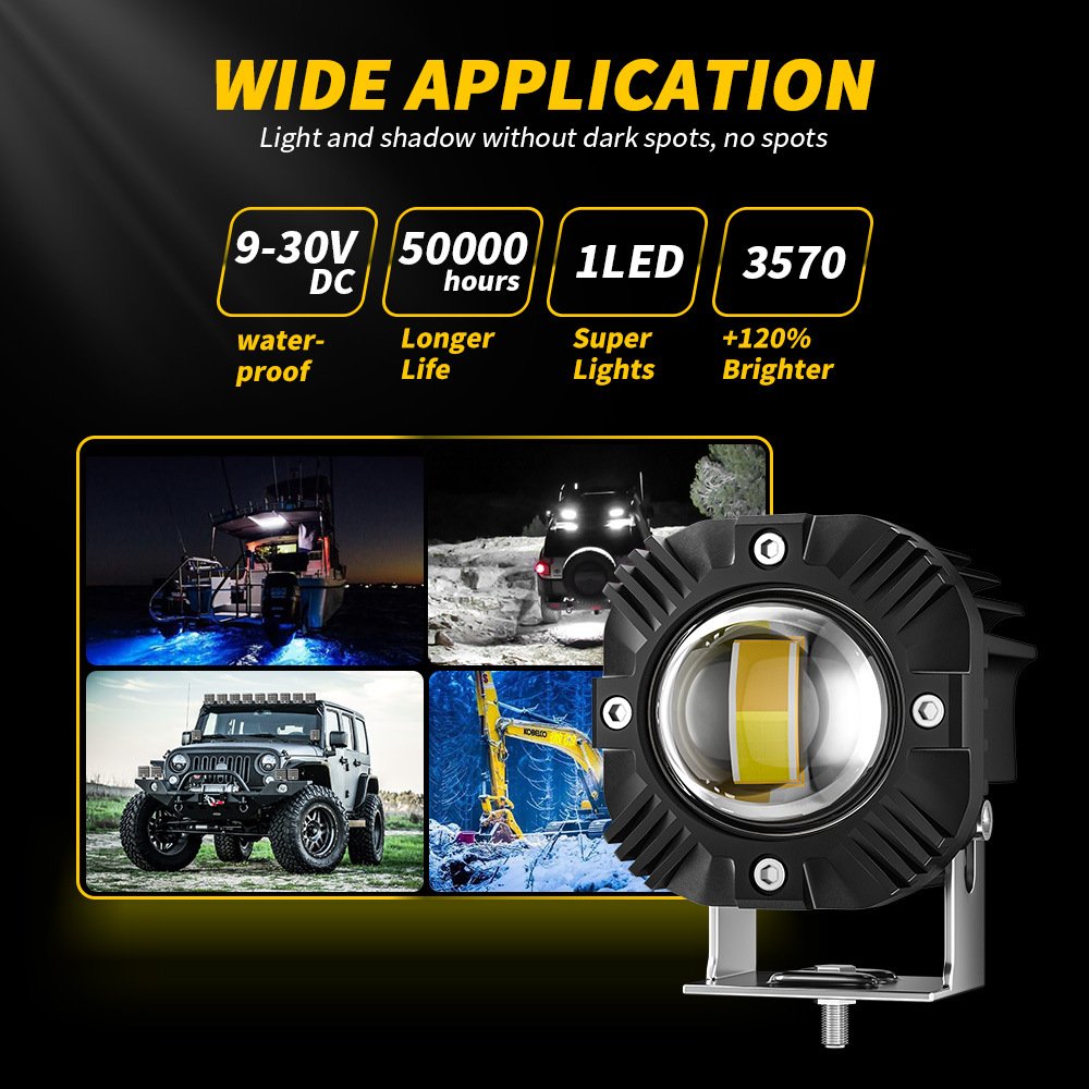 Tenraytech Yellow-White Dual-color Motorcycle Spotlight