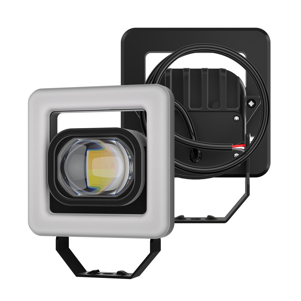 Tenraytech Stylish Yellow-White Dual-color LED Auxiliary Lamp, RGB Motorcycle Headlight