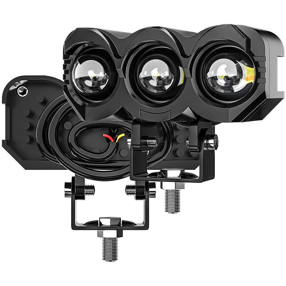 Tenraytech Motorcycle LED Light (White-Yellow Dual Beam)