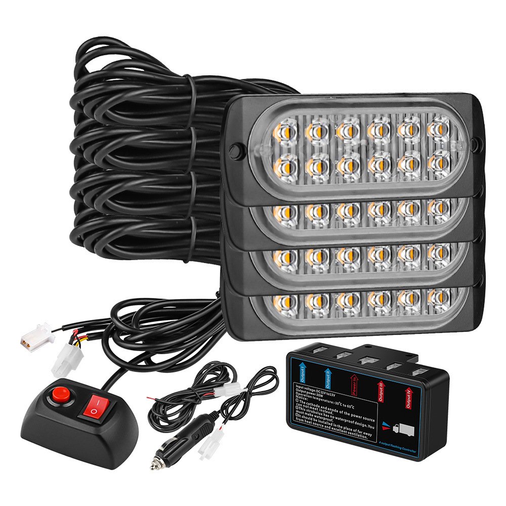 Tenraytech Manual Control 1-to-4 48LED Grille Strobe Light