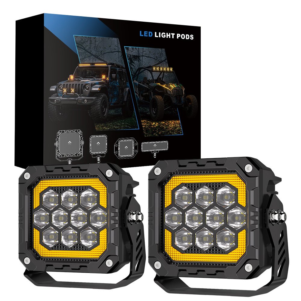 Tenraytech Black Warrior BF4-10Pro Dual LED Off-Road Light Kit for SUV Jeep Wrangler with Wiring Harness