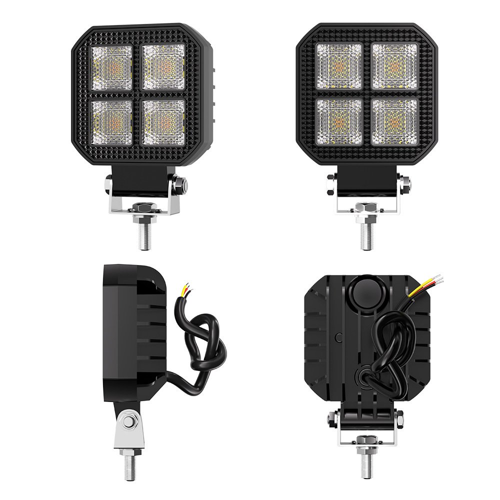 Tenraytech Black Warrior 3-inch Square DRL Work Light with Daytime Running Light