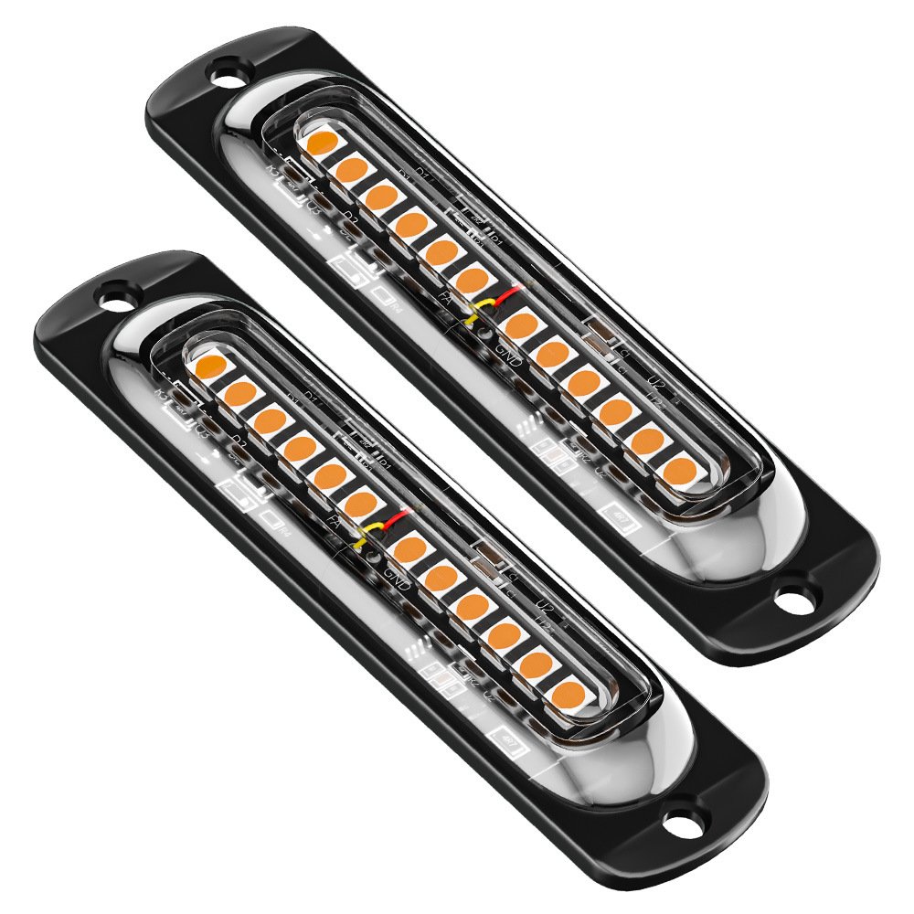 Tenraytech Truck Van Ultra-thin 12-LED Strobe Light, Side Marker & Driving Warning Signal Light